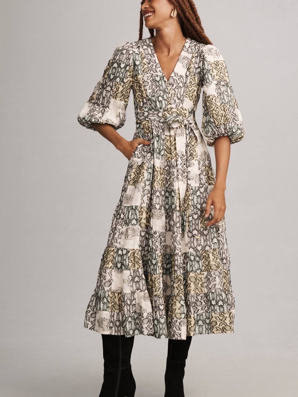 BY ANTHROPOLOGIE Vneck Textured Boho Dress